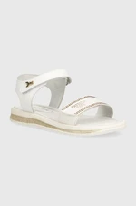 Detské kožené sandále Patrizia Pepe biela farba