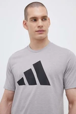 Tréningové tričko adidas Performance Train Essentials Feelready Logo šedá farba, s potlačou, IB8276