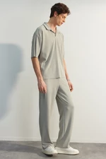 Trendyol Limited Edition Stone Comfort Cut/Wide Leg Textured Hidden Cord Sweatpants