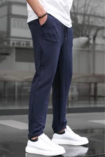 Madmext Navy Blue Basic Waffle Fabric Men's Trousers 6509