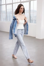 Trendyol Limited Edition Blue Stone Detailed High Waist Wide Leg Jeans