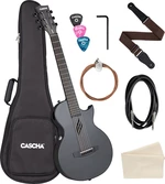 Cascha Carbon Fibre Electric Acoustic Guitar Black Matte Guitarra electro-acústica