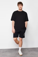 Trendyol Black Regular/Normal Fit Fluffy Text Printed Shorts