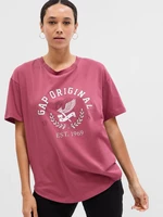 Tmavo ružové dámske tričko s potlačou GAP