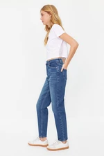 Trendyol Dark Blue More Sustainable High Waist Slim Mom Jeans