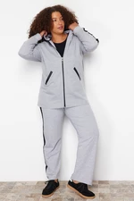 Trendyol Curve Gray Knitted Large Size Top and Bottom Set