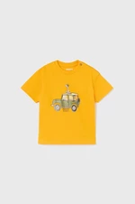 Bavlněné dětské tričko Mayoral žlutá barva, s potiskem