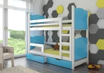 Dětská patrová postel Marika, bílá/modrá + matrace ZDARMA!