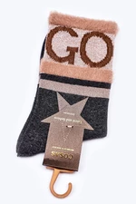 Dámské Bavlněné Ponožky GO-GO S Kožešinou COSAS Šedé