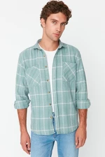 Trendyol Mint Mens Oversize Fit Plaid Shirt