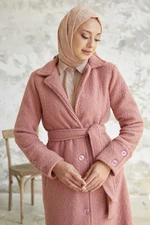 InStyle Aliva Lined Belted Cashmere Coat - Powder