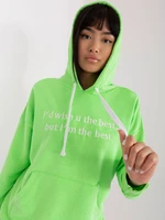 Light green kangaroo sweatshirt with inscription