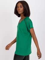 Basic green viscose blouse