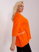 Orange loose plus size neckline blouse