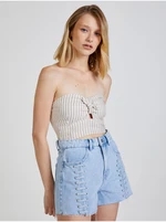 Beige Ladies Striped Cropped Top TALLY WEiJL - Women