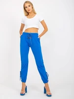 Blue sweatpants with high waist