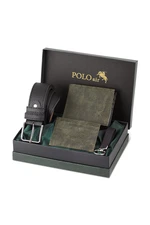 Polo Air Belt, Wallet, Card Holder, Keychain, Green Set in a Gift Box