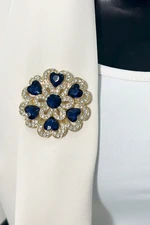 Brooch Flower XZ459-193 dark blue