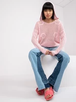 Light pink classic sweater with openwork pattern RUE PARIS