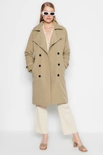 Trendyol Light Khaki Oversize Wide-Cut Belted Water-repellent Long Trench Coat