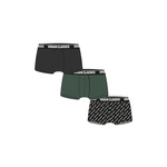 Boxer Shorts 3-Pack Dark Green+Black+Branded Aop