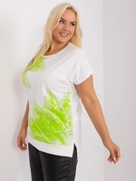 Ecru light green women's plus size blouse with a round neckline