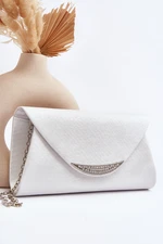 Zarani White Formal Clutch Bag with Chain