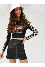 Koton Mini Skirt, Leather Look, Zip Detail