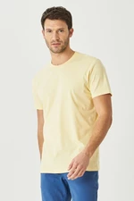 AC&Co / Altınyıldız Classics Men's Yellow 100% Cotton Slim Fit Narrow Cut Crew Neck Short Sleeve T-Shirt