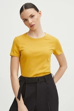 Bavlnené tričko Medicine dámsky, žltá farba
