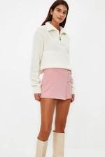 Trendyol Dusty Rose Belt Detailed Woven Shorts Skirt