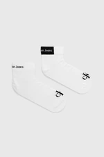 Ponožky Calvin Klein Jeans 2-pak pánske, biela farba, 701227458