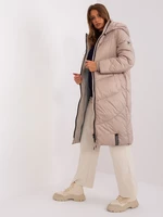 Tmavo béžová zimná bunda s kapucňou SUBLEVEL