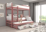 Poschoďová dětská postel Icardi 180x90 cm, růžová/bíla