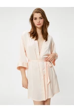Koton Bride Dressing Gown with Satin Belt and Shiny Stones
