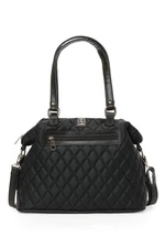 Butigo Satin Quilted Btg Shoulder Bag 2p Black Women's Shoulder Bag