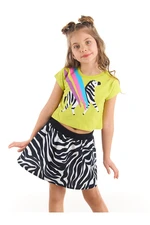 Mushi Rainbow Zebra Girl Crop-top T-shirt 100% Cotton Poplin Zebra Skirt Set