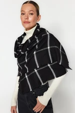 Trendyol Black Checkered Soft Textured Scarf
