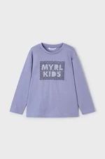 Dětské bavlněné tričko s dlouhým rukávem Mayoral fialová barva, s potiskem