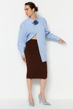 Trendyol Brown Midi Pencil Knitwear Skirt