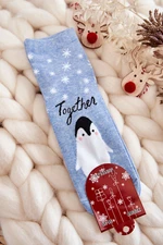 Women's Socks Christmas Patterns with Penguin Blue