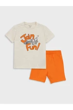 LC Waikiki Crew Neck Printed Baby Boy T-Shirts and Shorts 2-Set