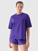 Dámské hladké tričko oversize - fialové