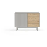 Szaro-naturalna niska komoda w dekorze dębu 108x80 cm Sierra – Teulat