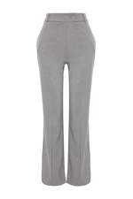 Trendyol Grey Premium Wysoki stan Proste/Proste Prążkowane Spodnie Prążkowane