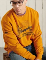Oranžová pánska mikina s potlačou Superdry Workwear Crew Neck