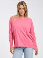 Noisy May Tmavě růžové dámské basic oversize tričko s dlouhým rukávem Noisy Ma - Dámské Noisy May Tmavě růžové dámské basic oversize tričko s dlouhým rukávem Noisy Ma - Dámské