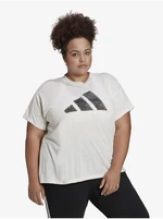 Krémové dámské žíhané tričko adidas Performance - Dámské