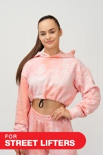 Růžová dámská vzorovaná mikina s kapucí NEBBIA Re-fresh Women’s Crop Hoodie Růžová dámská vzorovaná mikina s kapucí NEBBIA Re-fresh Women’s Crop Hoodie