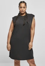 Women's dress with padded shoulders black